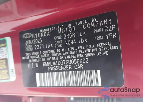 2025 Hyundai Elantra Sel Sport from USA, damaged, VIN KMHLM4DG7SU056993